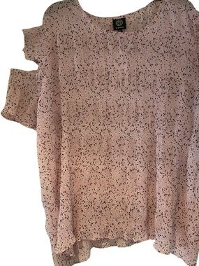 Womens Cold Shoulder Pink Patterned 3X New Top poly stretchy Bobeau brand